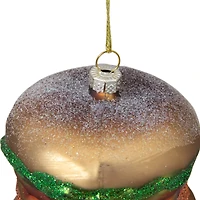 Juicy Golden Cheeseburger Glass Christmas Ornament