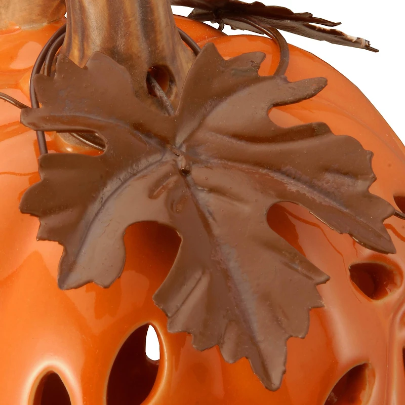6" Ceramic Pumpkin LED Decoration