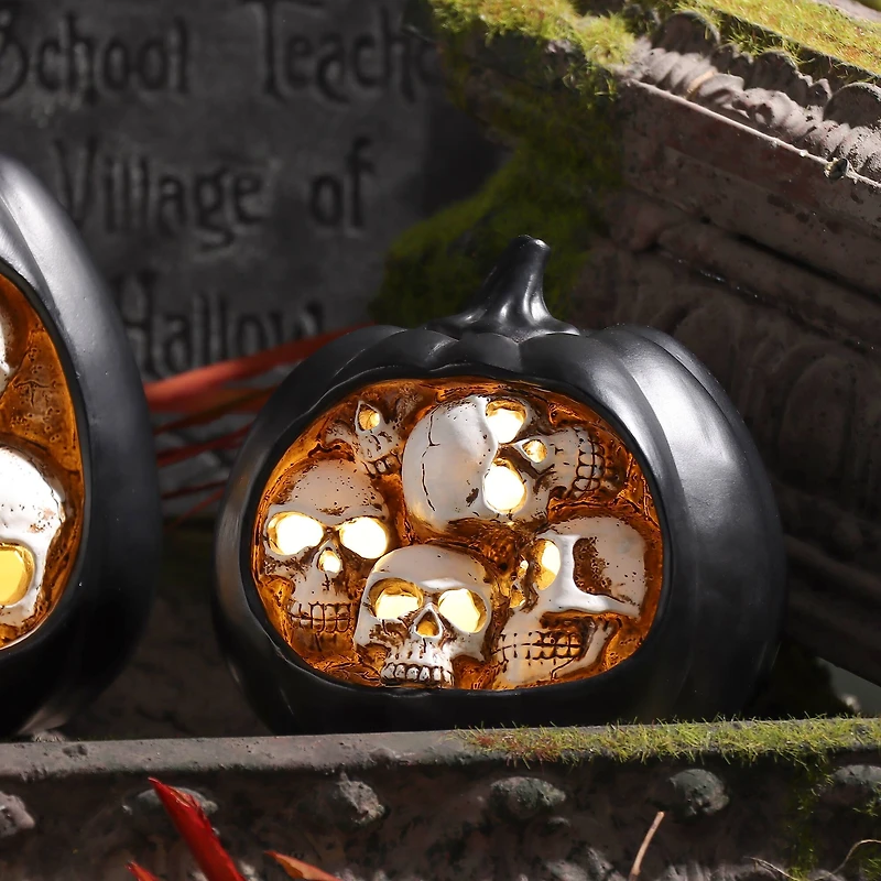 5.75" Skull Pumpkin LED Tabletop Accent by Ashland®