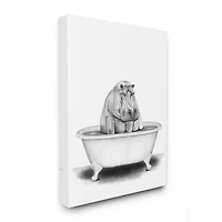 Stupell Industries Hippo In A Tub Funny Animal Bathroom Canvas Wall Art