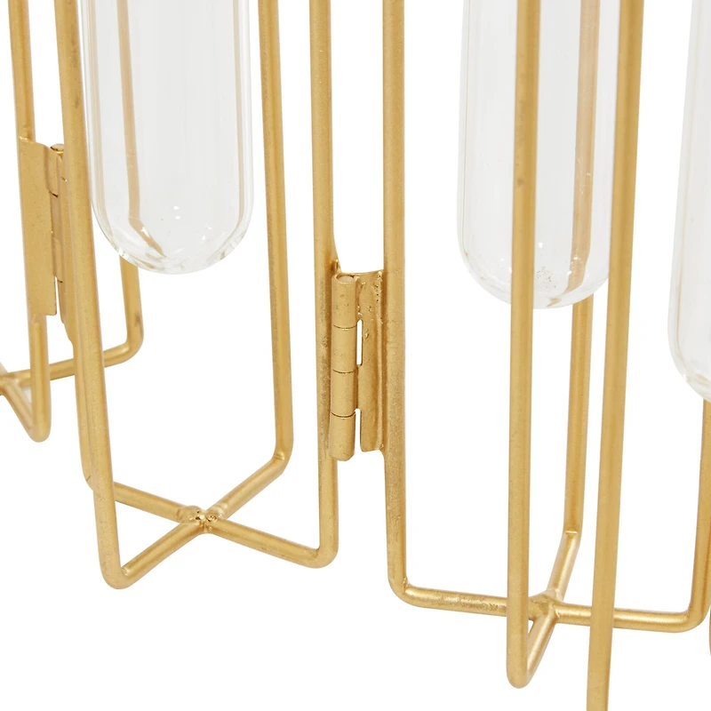 Gold Metal Contemporary Vase, 12" x 10" x 3"