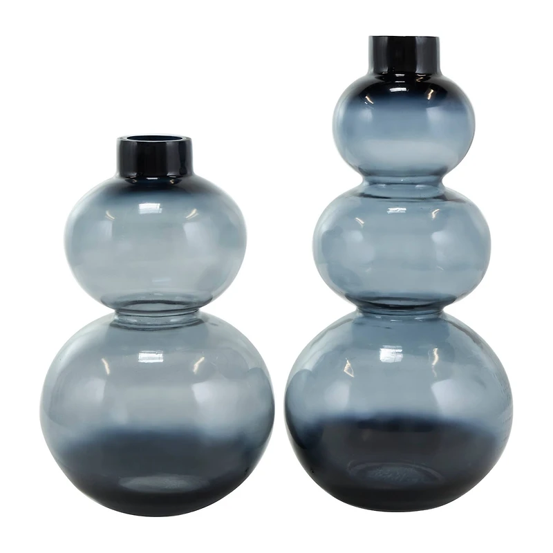 Black Ombre Bubble Glass Vase Set