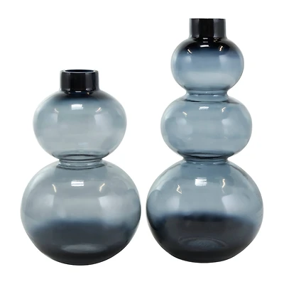 Black Ombre Bubble Glass Vase Set