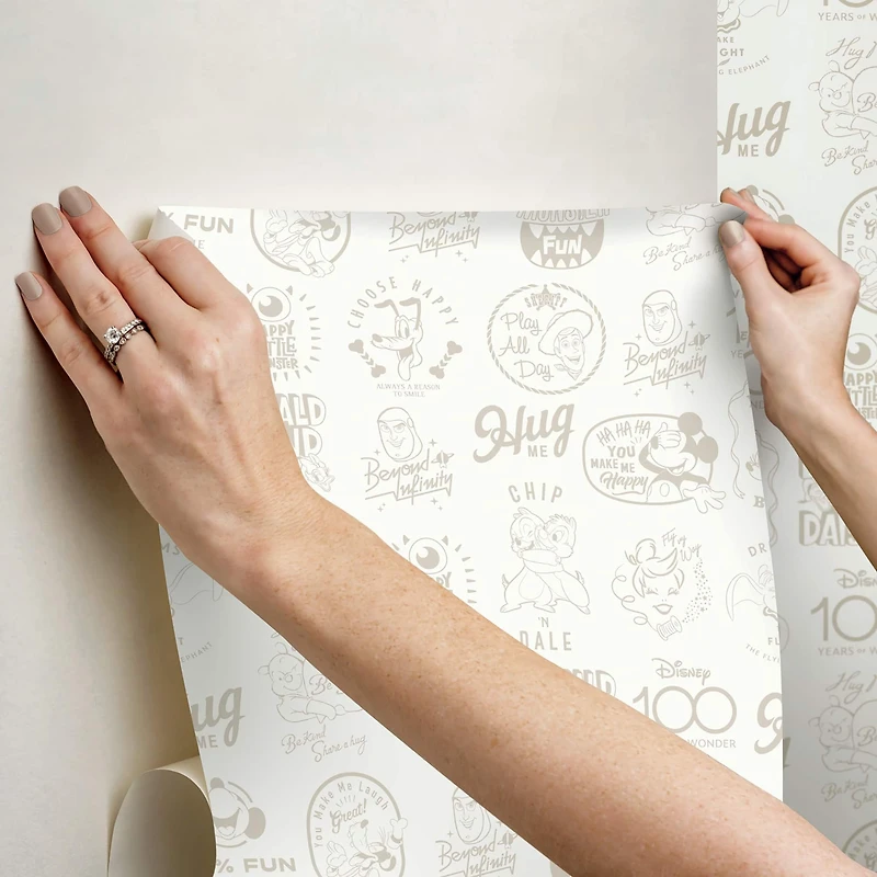 RoomMates Disney 100th Anniversary Icons Beige Peel & Stick Wallpaper