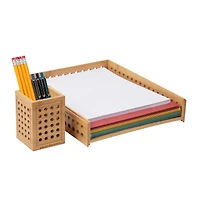 Mind Reader Lattice Collection Rayon from Bamboo Paper Tray & Pen Cup Set