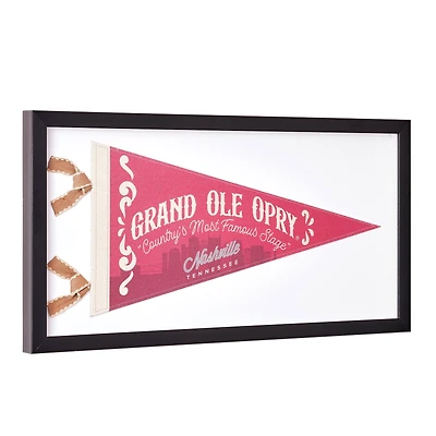 American Art Decor Grand Ole Opry Printed Linen Pennant in Shadowbox Frame - 10" H x 20" L