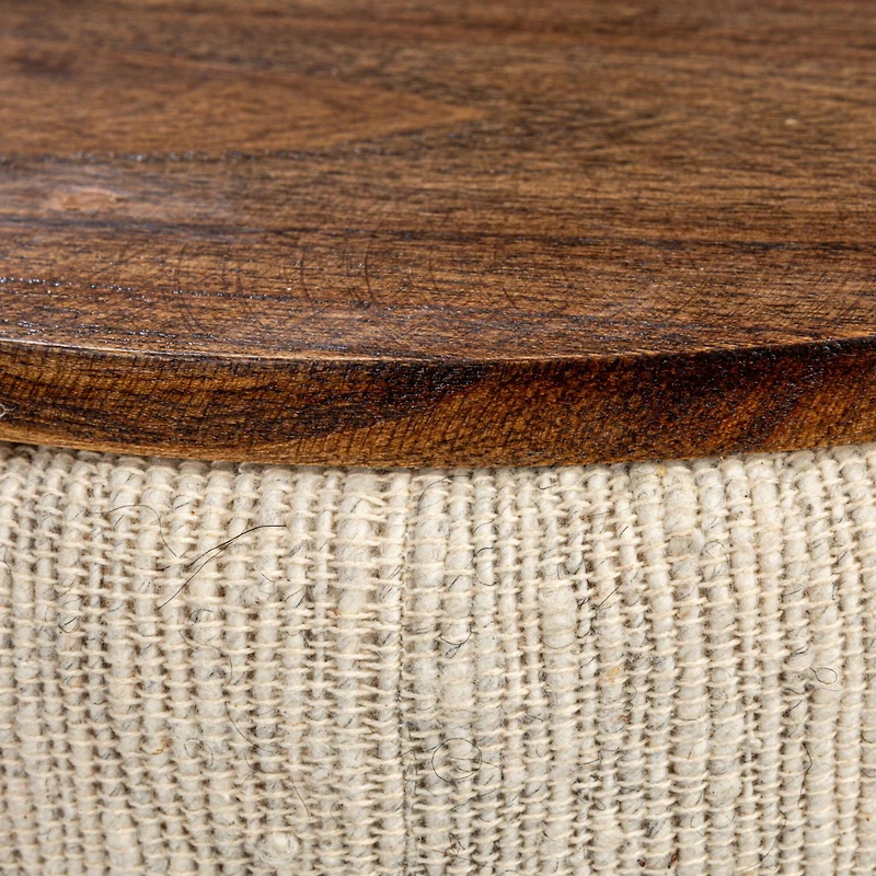 Hello Honey® 22" Woven Cotton & Wool Blend Table to Stool with Oak Wood Legs