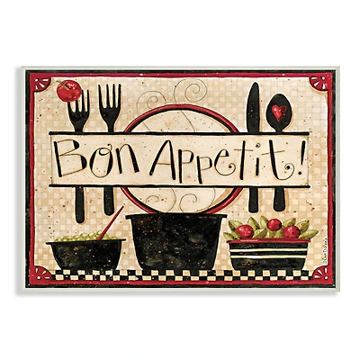 Stupell Industries Bon Appetit Vintage Kitchen Cooking Charm Wall Art