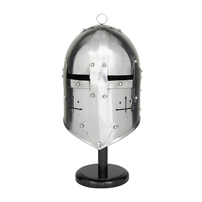 Silver Iron Vintage Helmet, 18" x 9" x 10"