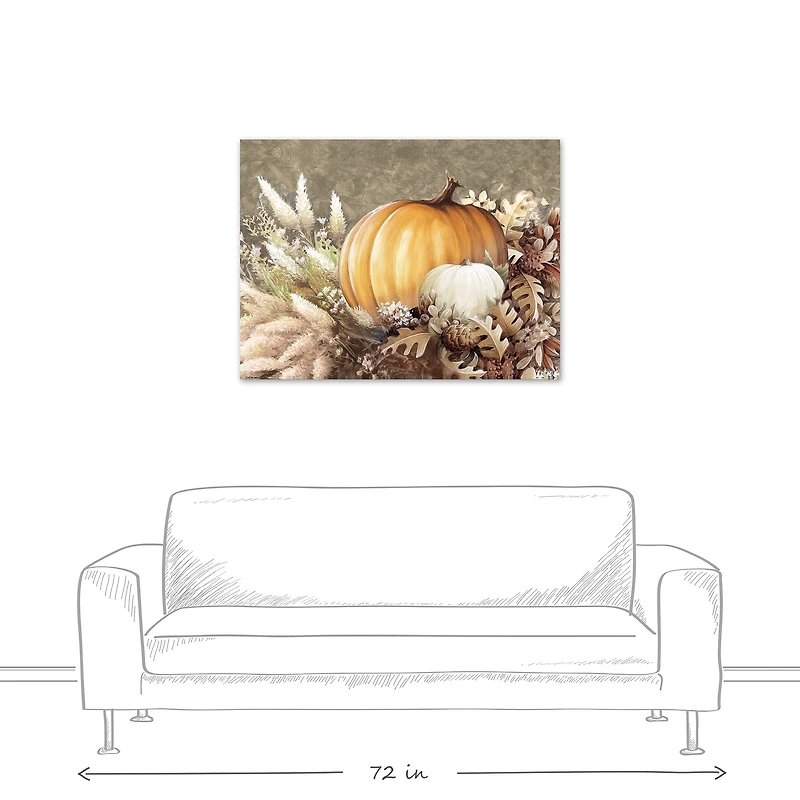 Neutral Harvest Pumpkin Canvas Wall Art