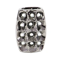 Set of 3 Silver Ceramic Glam Vase, 8" x 5"