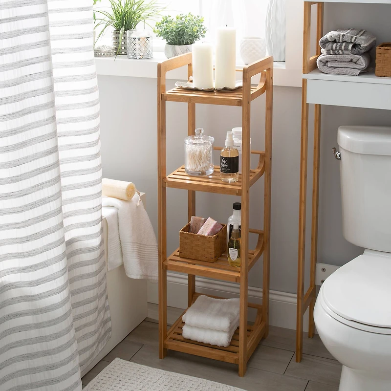 Organize It All 41" Lohas 4-Tier Bamboo Shelving Tower