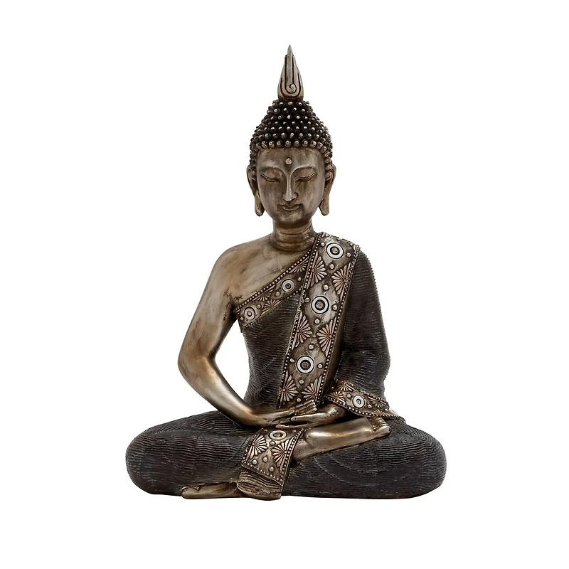 Brass Bohemian Polystone Sculpture, Buddha 16" x 12" x 6"