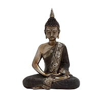 Brass Bohemian Polystone Sculpture, Buddha 16" x 12" x 6"