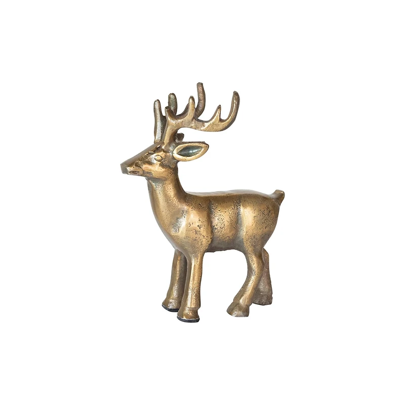 Hello Honey® 6.75" Antique Gold Finish Cast Aluminum Reindeer