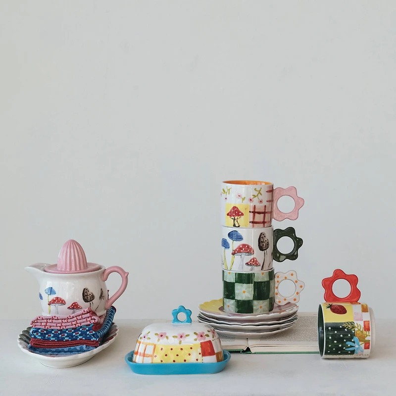 Hello Honey® 3.25" Floral Stoneware Mug Set