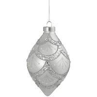 5" Glittered Silver Glass Finial Christmas Ornament