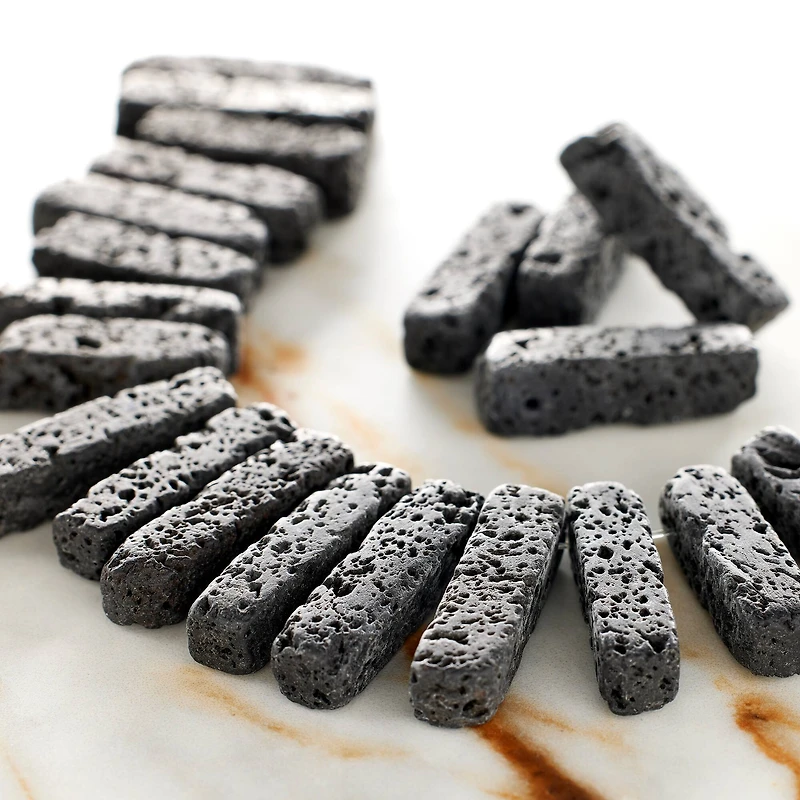 Black Natural Lava Stick Beads, 24mm by Bead Landing™
