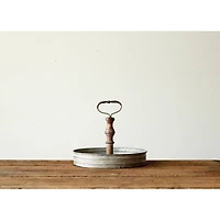 Hello Honey® 11'' Round Metal & Wood Tray with Handle