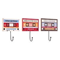 American Art Decor Grand Ole Opry Wooden Cassette Tape Wall Hook Set of 3 - 4" H x 6" L