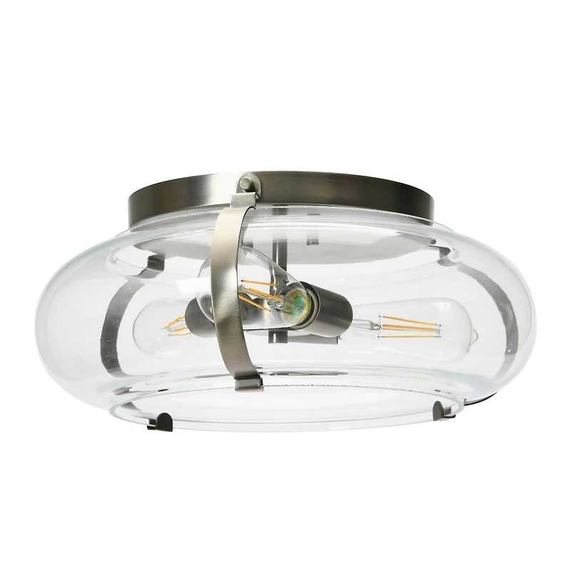 Hello Honey® Robert Stevenson Lighting Alston 16" Antique Nickel Glass & Metal Flush Mount Ceiling Light