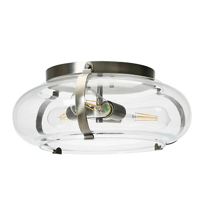 Hello Honey® Robert Stevenson Lighting Alston 16" Antique Nickel Glass & Metal Flush Mount Ceiling Light