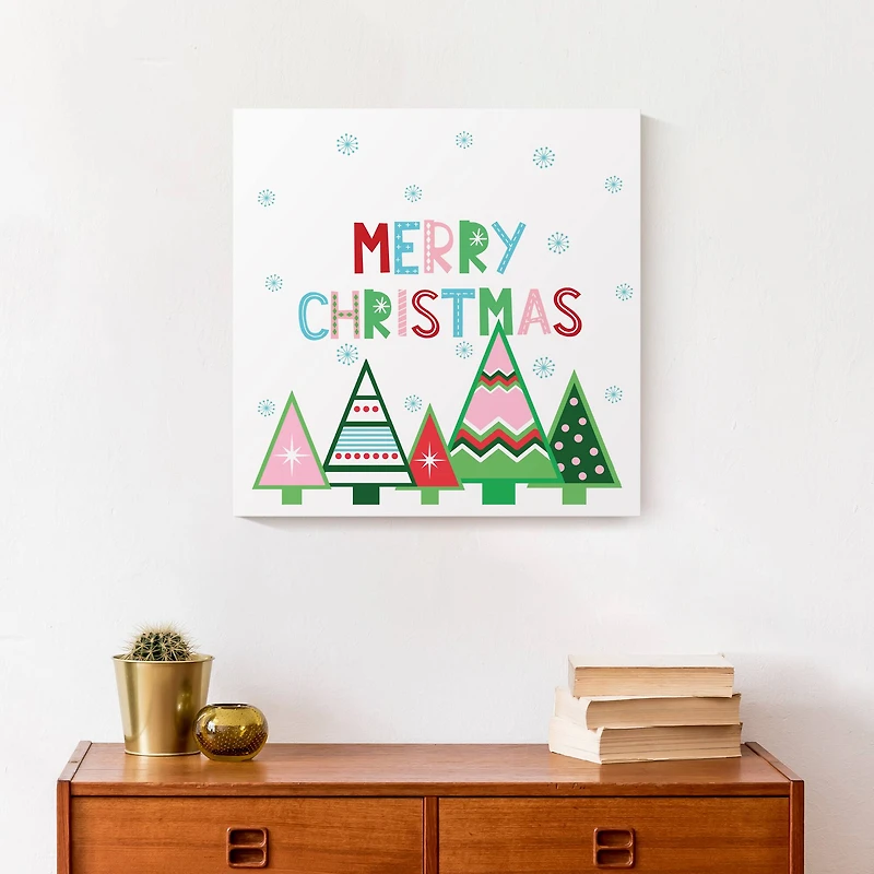 Merry Christmas Trees Canvas Wall Art