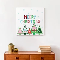 Merry Christmas Trees Canvas Wall Art