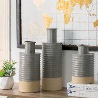 Glitzhome® Two-Tone Gray & Brown Metal Farmhouse Vase Set