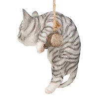 Design Toscano 8" Gray Tabby Kitty on a Perch Hanging Cat Sculpture