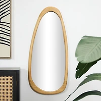 42" Brown Wood Oval Wall Mirror