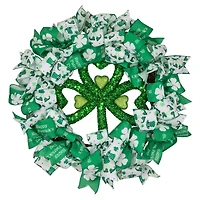 Shamrocks and Ribbons St. Patrick's Day Wreath 24" Unlit