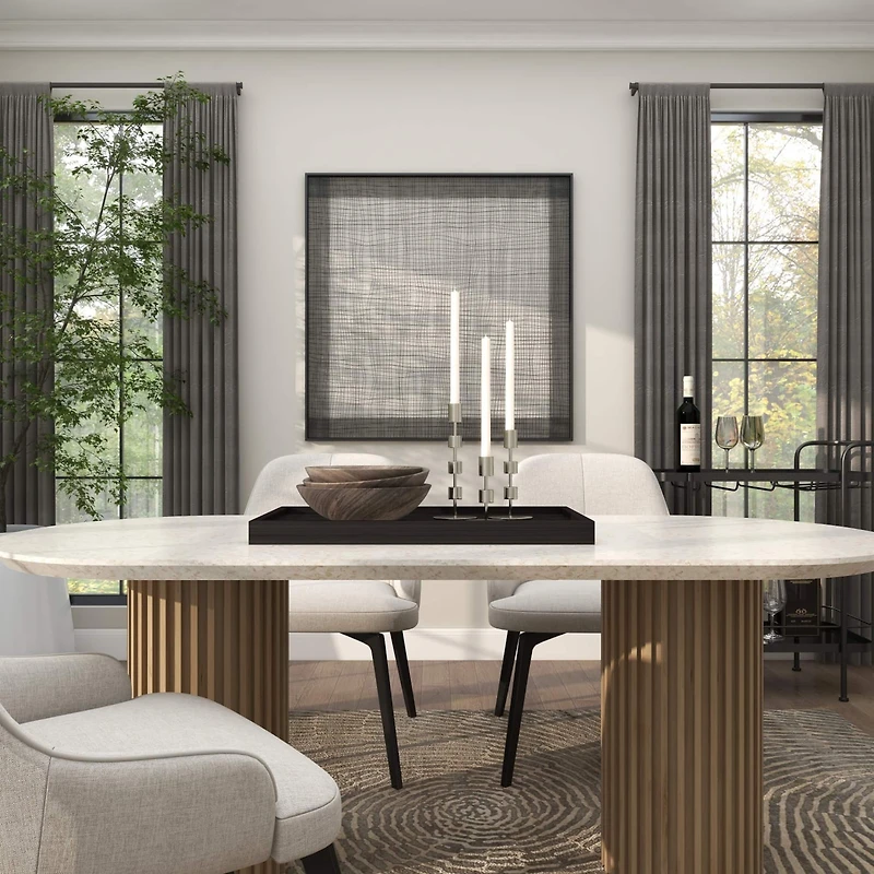 Silver Aluminum Floating Block Abstract Candle Holder with Rounded Base Set