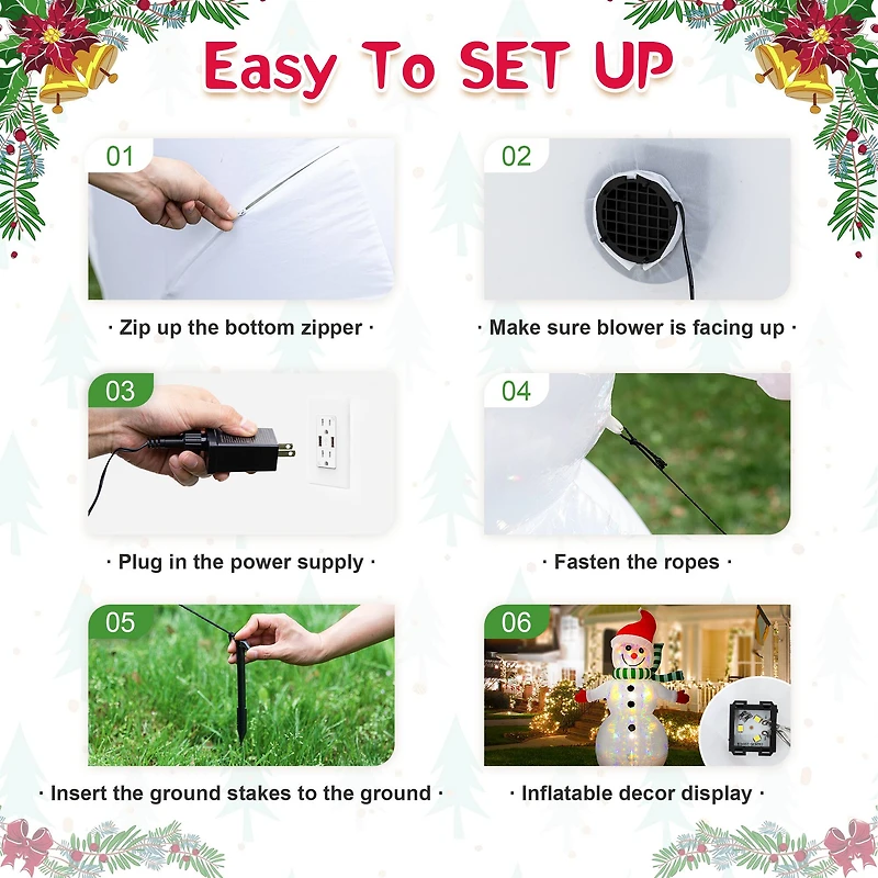 Glitzhome® 8ft. LED Lighted Icy Snowman Inflatable Décor