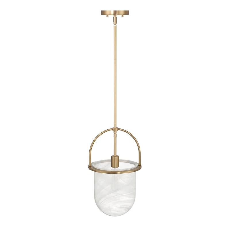 Hello Honey® Beatrice Gold & White Mid-Century Modern Handmade Marbleized Glass & Metal Ceiling Light