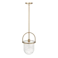 Hello Honey® Beatrice Gold & White Mid-Century Modern Handmade Marbleized Glass & Metal Ceiling Light