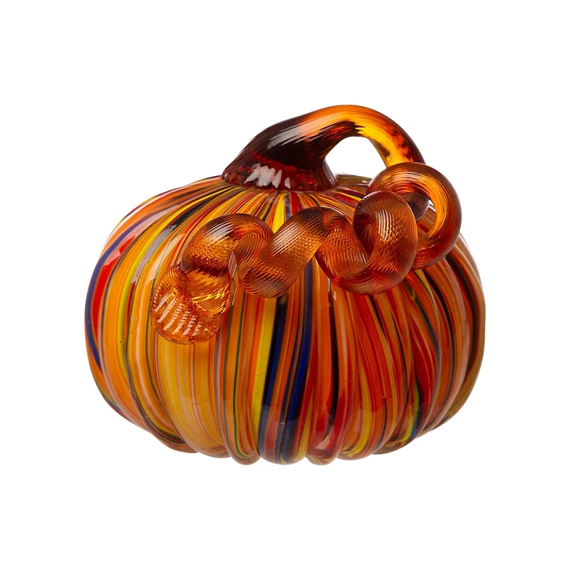 Glitzhome® Multi Striped Glass Short Pumpkin Set