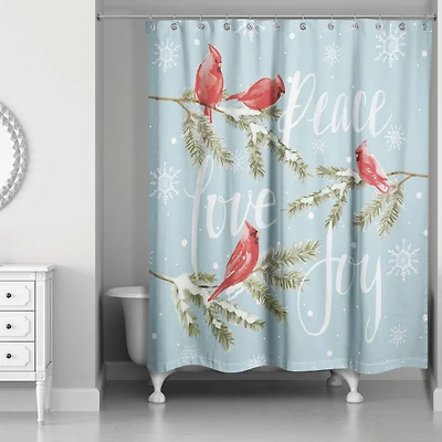 Peace Love Joy Cardinals Shower Curtain