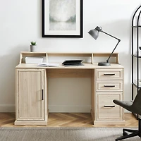 Walker Edison 58" Birch 3 Drawer Computer Desk with Hutch