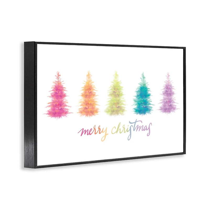 Stupell Industries Rainbow Christmas Trees Framed Giclee Wall Art