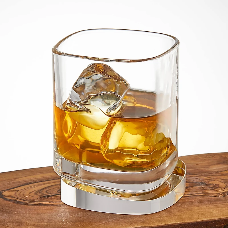 JoyJolt® 9.6oz. Aqua Vitae Square Off Base Whiskey Glasses, 2ct.
