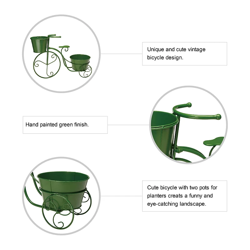 Glitzhome® 21.5'' Green Metal Bicycle Plant Stand