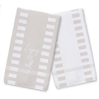 Striped Dashed Lines Enjoy All Tea Towel Set