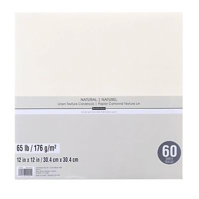 9 Packs: 60 ct. (540 total) Natural 12" x 12" Linen Texture Cardstock by Recollections™