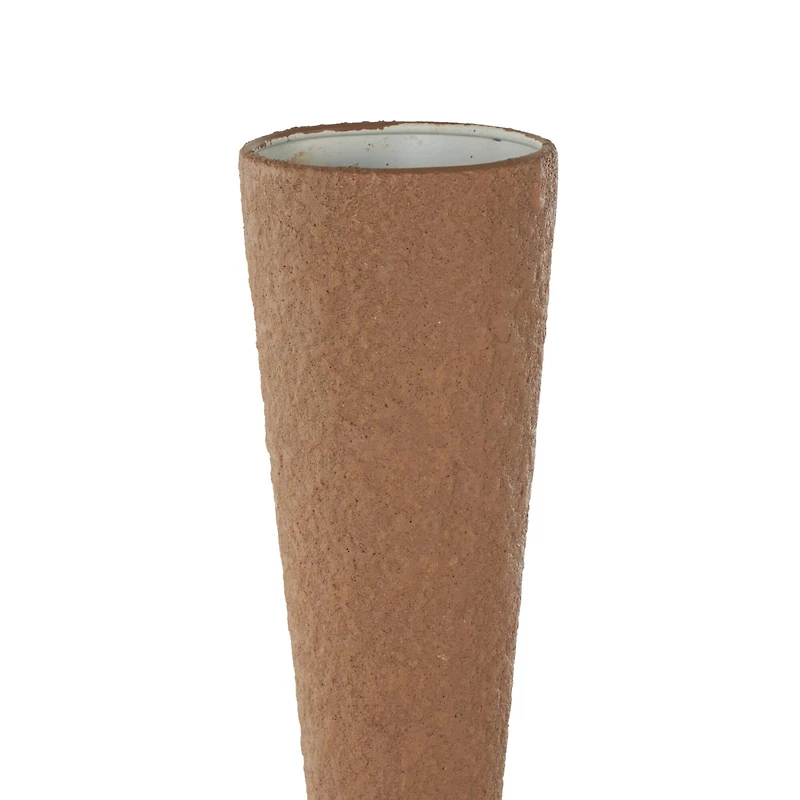 26.5" Brown Art Deco Fluted Metal Vase