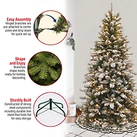 7.5 ft. Pre-Lit Snowy Mountain Pine Slim Hinged Artificial Christmas Tree, Clear Lights
