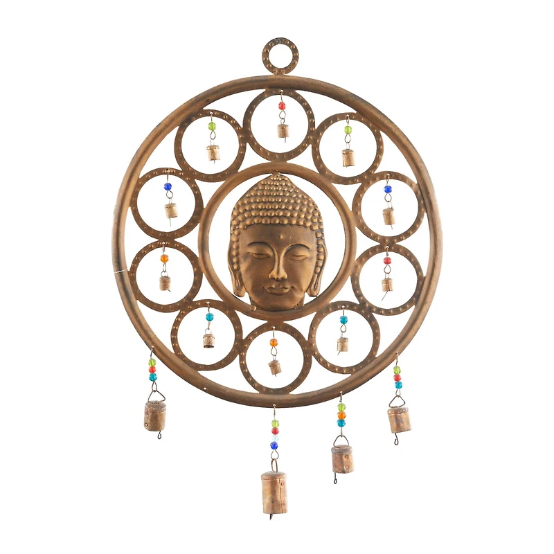 Bronze Eclectic Buddha Windchime, 14" x 1" x 25"
