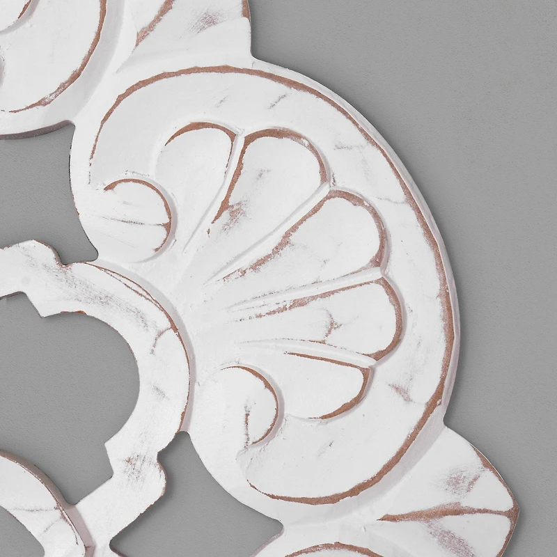 American Art Décor™ 24" Large White Traditional Hand-Carved India Wood Medallion