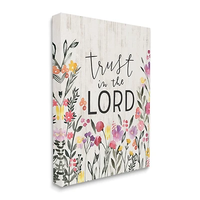 Stupell Industries Trust in the Lord Proverb Spring Watercolor Flowers Canvas Wall Art