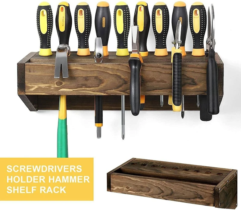 NEX™ Rustic Brown Solid Wood Tool Storage Box Organizer Set